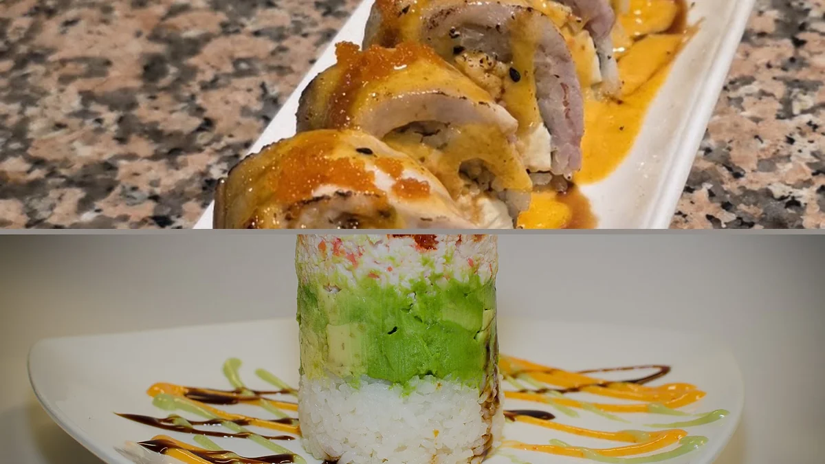 Thai dishes arranged on a restaurant table.